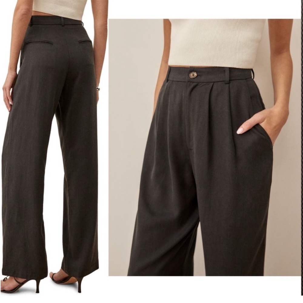 Reformation Wide Leg Trousers in Charcoal